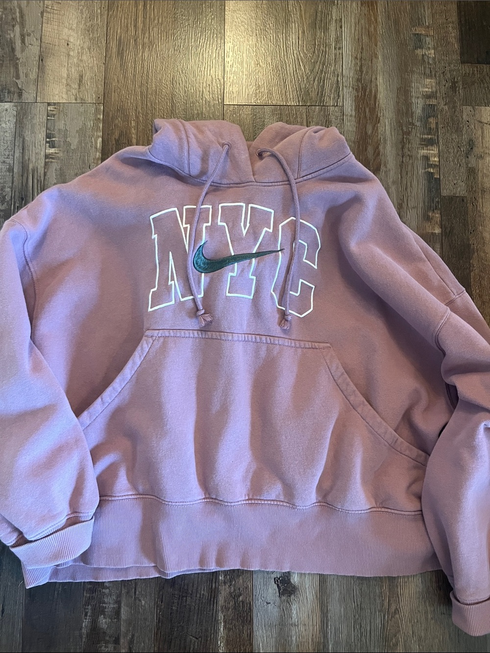 Nike Lavender Hoodie with Green Swoosh and NYC Logo